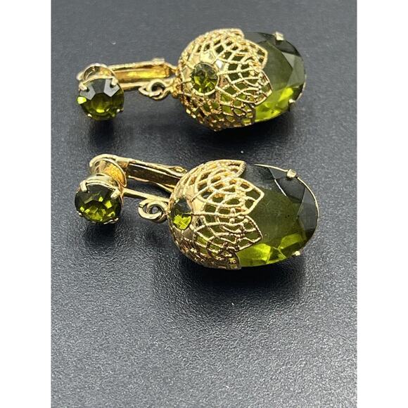 D&E Juliana Sarah Coventry Vintage Touch of Elegance Book Clip Earrings Green - Picture 15 of 16